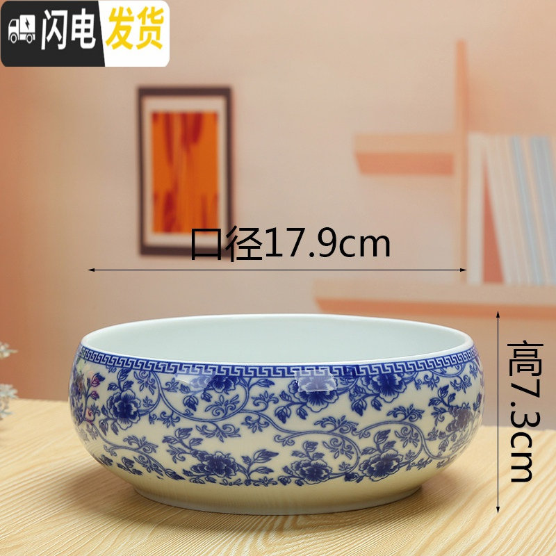 三维工匠水仙花盆无孔铜钱花盆白色碗莲盆睡莲水培花盆多肉拼盘花盆陶瓷 国色天香口径18.5 18-19CM花盆容器