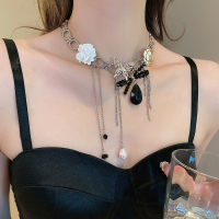 花朵蝴蝶流苏项链女颈链配饰轻奢小众高级感锁骨链2024新款送女朋友老婆情人节七夕生日礼物