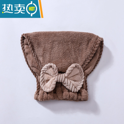 敬平干发帽女洗包头巾擦头发浴帽吸水速干加厚毛巾可爱干发巾 套头款咖啡色