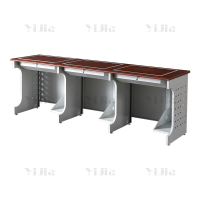 翌嘉 隐藏式翻转电脑桌培训桌多媒体学习桌办公桌D款三人位2300*600*750mm