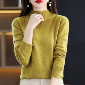 无缝一线成衣羊毛衫女士半高领羊毛打底衫时尚百搭保暖毛衣女