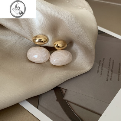 JiMi法式复古高级感金属珍珠耳环女2023新款小众设计耳钉气质通勤耳饰