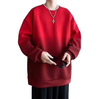 |早秋日系简约新男卫衣休闲百搭青少年重磅圆领渐变色卫衣