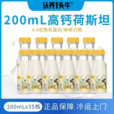 认养一头牛4.0蛋白高钙牛乳牛奶200ml*15瓶 低温冷藏 低温奶高钙奶