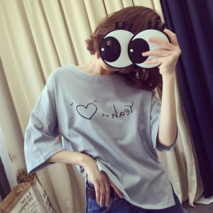 新款韩版女式学生衣服女圆领印花短袖T恤女士小衫女款潮