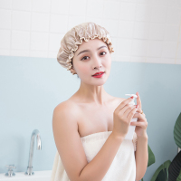 双层女加厚成人洗澡淋浴头套家用厨房防油烟帽洗头沐浴帽 三维工匠 粉色+蓝色