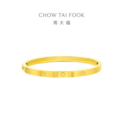 周大福圆点贵妃镯子足金实心椭圆黄金手镯女礼物(工费:1280计价)F233010