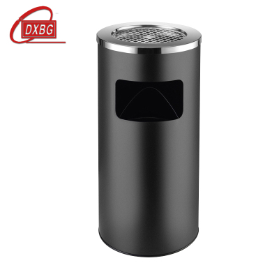 DXBG不锈钢垃圾桶烟蒂柱灭烟桶带烟灰缸室外电梯口立式丽格王黑色烤漆