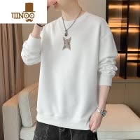 YANXU长袖t恤男士打底衫潮牌ins宽松白色卫衣男款休闲秋装上衣服