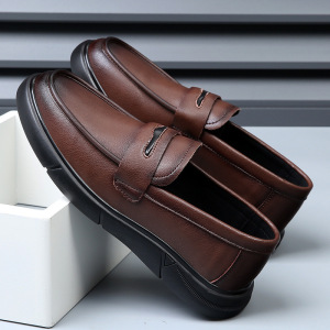 豆豆鞋男士休闲乐福皮鞋春季新款潮真皮懒人一脚蹬透气男鞋子