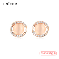 925纯银猫眼石耳钉高级感养耳洞耳环2025新款气质玫瑰金耳饰送女朋友老婆情人节七夕生日礼物