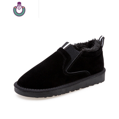 FISHBASKET雪地靴女一体2020新款保暖加绒加厚一脚蹬防滑棉鞋冬外穿靴子