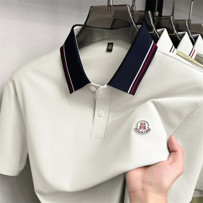 夏季新款男士纯色翻领简约时尚轻商务青年透气舒适轻薄桑蚕丝