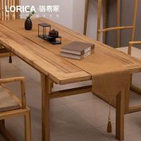 新中式桌旗禅意色棉麻茶几餐桌布日式长条北欧现代简约五斗柜布 平织-卡其 33*360cm(适用桌长3米-3.2米)