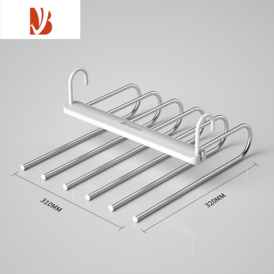 三维工匠多折叠裤架多层伸缩不锈钢收纳挂架魔术裤夹器裤子衣架