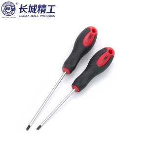 长城精工 S2双色橡塑柄螺丝刀 一字螺丝批 家用起子改锥 5*75mm 276635 5把/件 1件