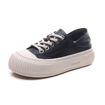 头层牛皮小白鞋女春季新款平底休闲踩脚两穿真皮软底舒适单鞋