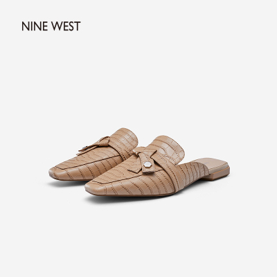 NineWest/玖熙2021春夏新款凉拖鞋包头牛皮舒适低跟外穿女鞋