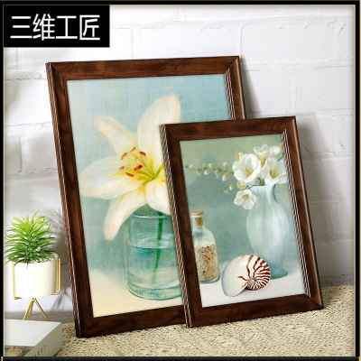 美式相框挂墙画框装裱30cm*354050607590十字绣钻石画复古45三维工匠咖啡色-945款可放5
