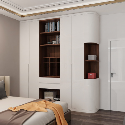 香雅庭家具全屋定制胡桃木语系列平开门白色哑光烤漆衣柜定做
