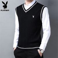 花花公子毛衣男士V领马甲针织衫秋冬季坎肩背心马夹外套男装秋款
