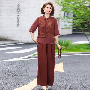 国风复古妈妈装40-60岁洋气简约中老年女装轻薄款中年衣服50岁女