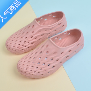 SUNTEK塑料凉鞋女夏季透气镂空护士白色洞洞鞋妈妈平底玩水沙滩鞋男雨鞋