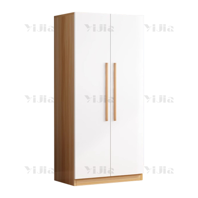 翌嘉 YJ4022325 简约木质衣柜双门衣柜衣服收纳柜 浅胡桃白门800*500*1800mm