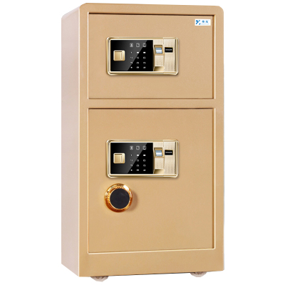 臻远全钢实心防盗保险柜 高100cm双门双层指纹款土豪金色
