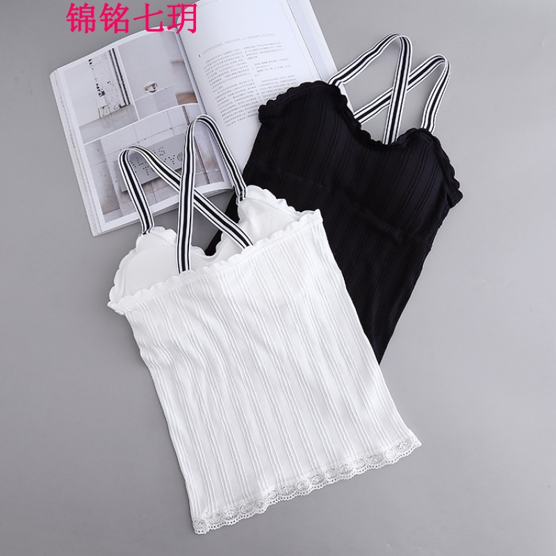 锦铭七玥2018新款长款裹胸防走光打底内衣交叉美背吊带背心