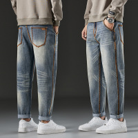 四季男生新款裤子牛仔裤复古怀旧宽松潮流青年直筒裤男K6013