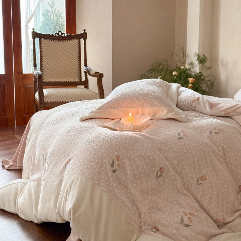 轻奢温柔感A类牛奶绒四件套郁金香被套柔软全消光无静电秋冬床品