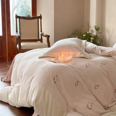 轻奢温柔感A类牛奶绒四件套郁金香被套柔软全消光无静电秋冬床品