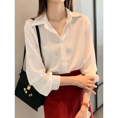 苏芈雪纺衬衫女春季2021新款时尚设计感小众上衣宽松叠穿白衬衣打底衫