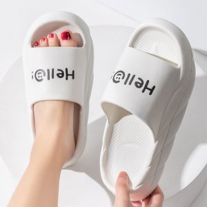 京城派 新款字母凉拖鞋女夏季室内防滑居家情侣春夏防滑拖鞋四季家居家用凉拖鞋女字母夏季外穿厚底浴室Hello凉拖拖鞋男夏