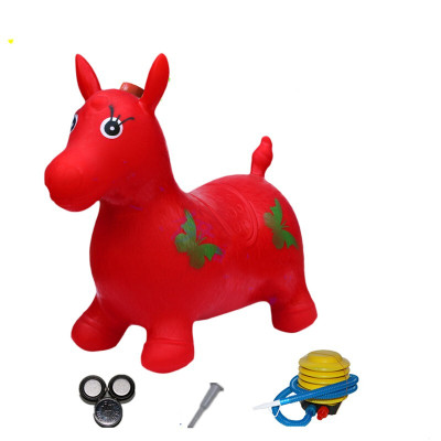 儿童充气音乐跳跳马加大加厚跳跳鹿小马橡胶充气幼儿园跳跳马儿坐骑普通音乐红色马单个