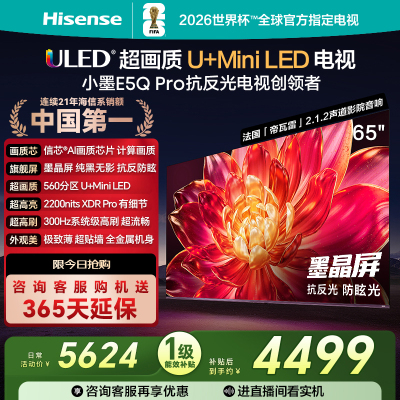海信小墨E5Q Pro 65英寸超画质U+MiniLED墨晶屏 电视机E5NPRO升级