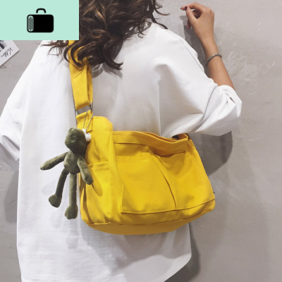 慵懒风包包女2019新款潮日系ins大容量帆布饺子包休闲单肩斜挎包NEW LAKE女斜挎包
