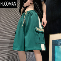 HLCOMAN运动短裤男夏季潮牌复古发泡印花休闲中裤宽松vintage美式五分裤