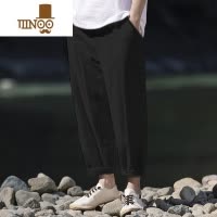 YANXU亚麻裤男夏季宽松长裤男休闲裤修身小脚薄款棉麻裤直筒裤子