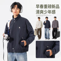 男装休闲百搭简约立领春秋季新款工装夹克外套男士飞行防风夹克男