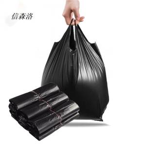 信森洛 手提式垃圾袋黑色特厚背心式 32*52cm 100只/捆