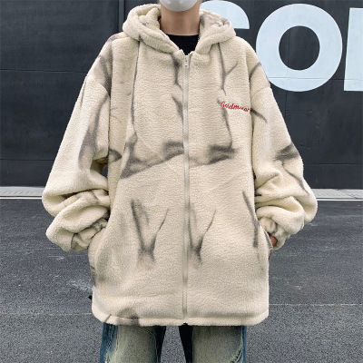 冬季美式潮牌ins羊羔绒棉服加厚保暖棉衣男宽松连帽棉袄宽松外套