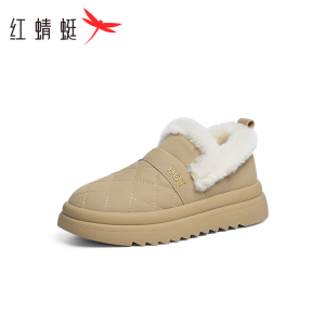 红蜻蜓女鞋2024新款冬季加绒加厚保暖雪地靴一脚蹬毛毛鞋短靴子