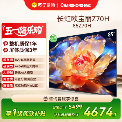 长虹电视85Z70H 云帆AI影像 双驱16晶MiniLED 内置分舱回音壁 云帆AI大模型4K超高清平板液晶电视政府补