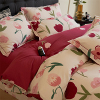 加厚纯棉磨毛床上四件套被套罩床单轻奢感主卧室床笠床品_198