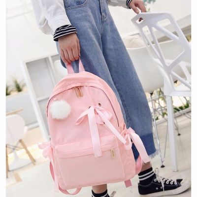 派尼美特初中女生书包韩版蝴蝶结校园简约双肩包韩国森系学院风小清新背包