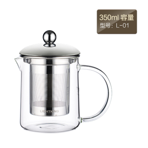 KAMJOVE/金灶 L系列 明尊 飘逸杯 泡茶壶 茶道杯 耐高硼硅热玻璃茶具 304食品接触用不锈钢内胆 过滤花茶壶