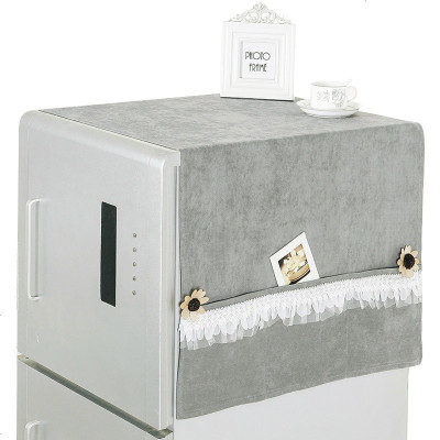 布莱梦冰箱防尘罩布艺冰箱盖布简约单开双开冰箱巾洗衣机盖布微波炉罩珍珠-灰双开70*180cm