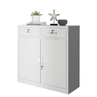 阿拉贡中二斗矮柜文件柜铁皮柜茶水柜半截多层抽屉带锁对开门工具资料柜